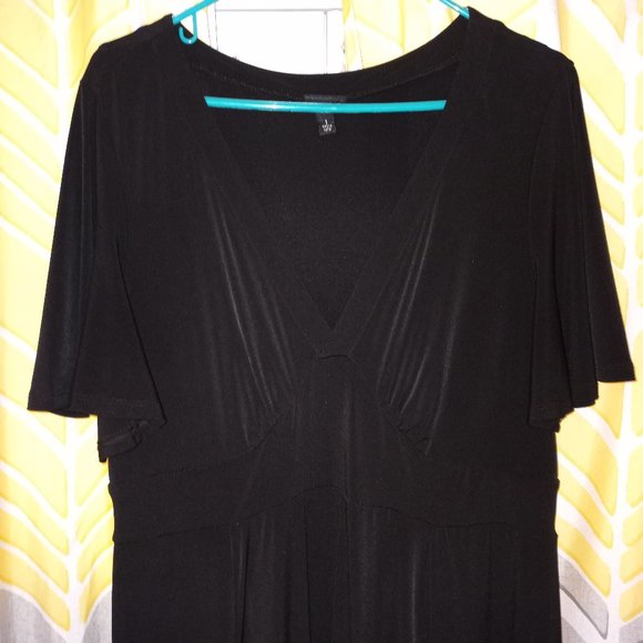 Formal Black Drape Midi Dress - Picture 1 of 3